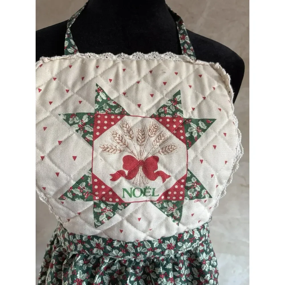 Vintage 70s Cottagecore Apron Bundle: Bib + Half Apron, Handmade USA, Trad Wife